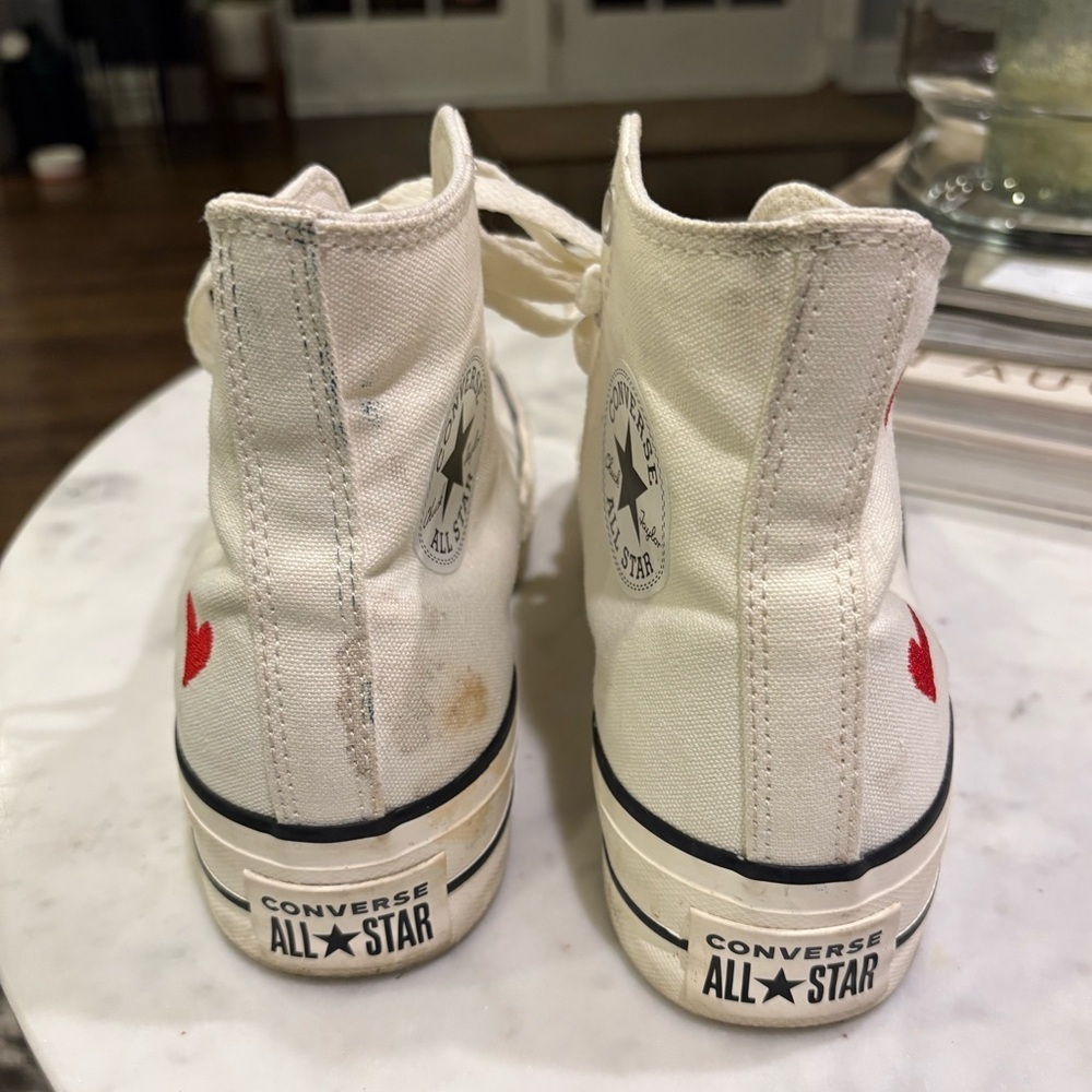 Custom Chuck Taylor All Star Lift Platform Heart Embroidery - Picture 5 of 11